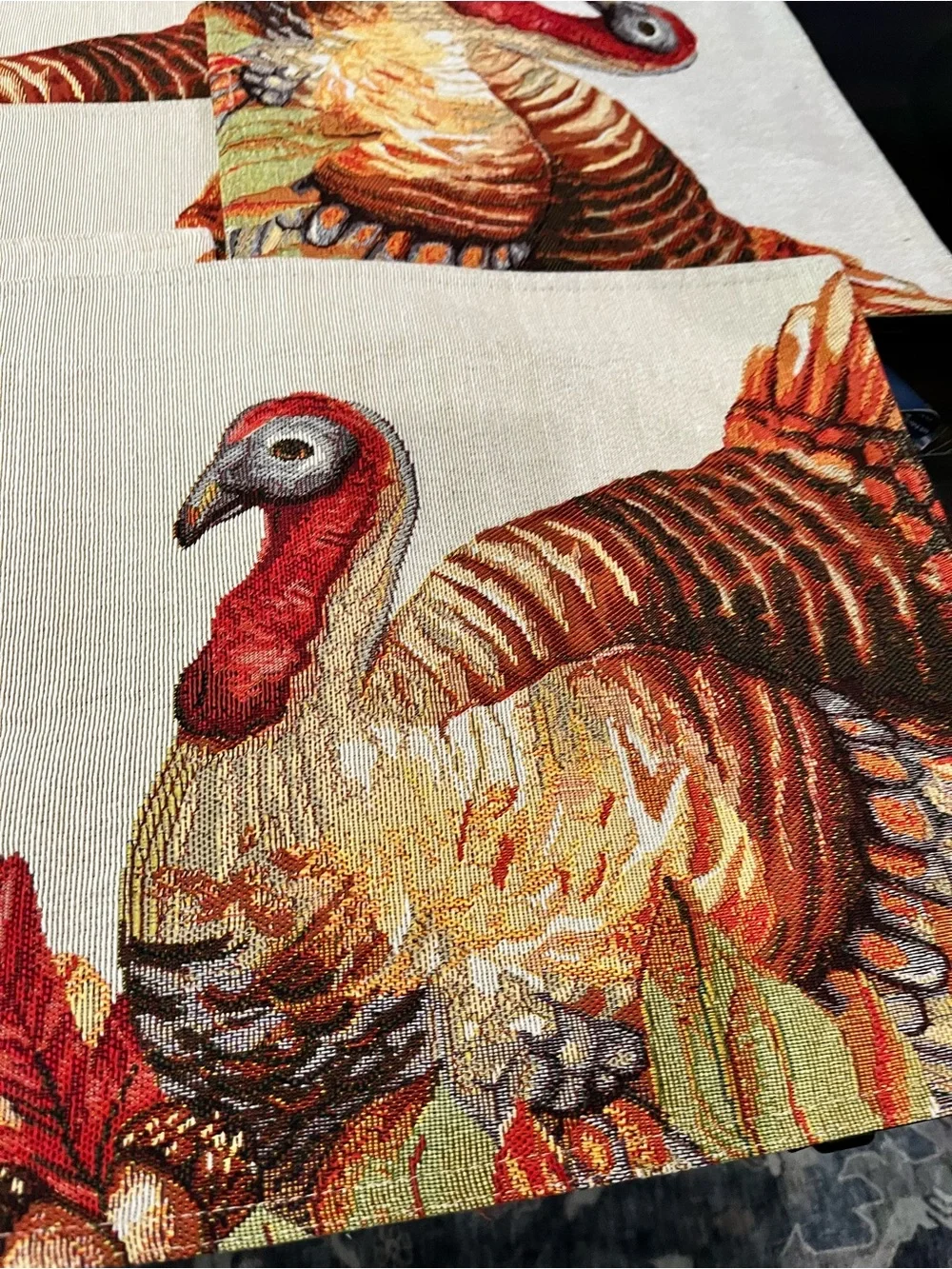Croft & barrow Thanksgiving Turkey Placemats - Red, Brown & Cream set of 6